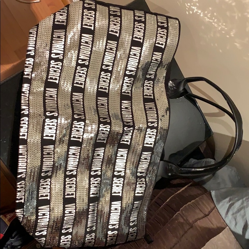 Victoria Secret sequined tote with zipper